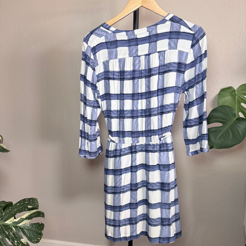 Maeve Anthropologie Devery Shirtdress Blue White Gigham Mini Dress Medium - Picture 5 of 8